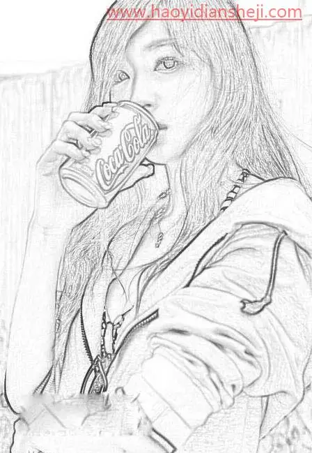 素描效果，快速通过ps把人物转为精细的铅笔素描照片_www.haoyidiansheji.com