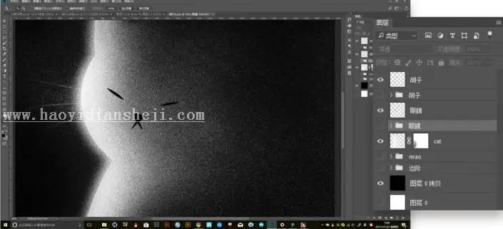 图案绘制，用PS制作颗粒猫咪_www.haoyidiansheji.com