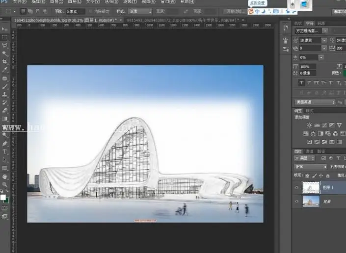 素描效果，制作素描效果的城市景观图_www.haoyidiansheji.com