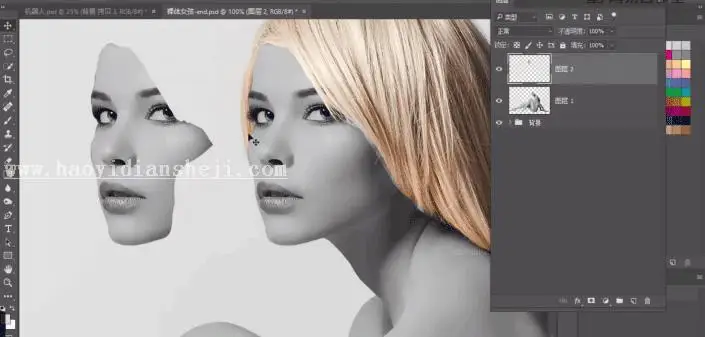人物合成，手把手教你合成一款炫酷女机器人_www.haoyidiansheji.com