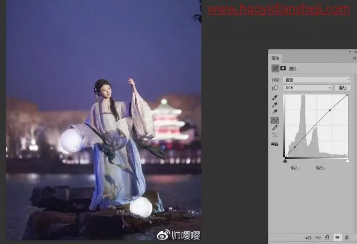 夜景人像，通过LR给夜景古风人像进行修图_www.haoyidiansheji.com