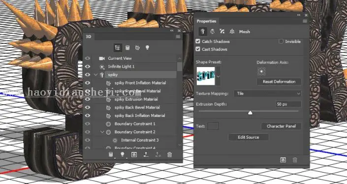 金属字，用PS制作3D效果的金属铆钉文字_www.haoyidiansheji.com