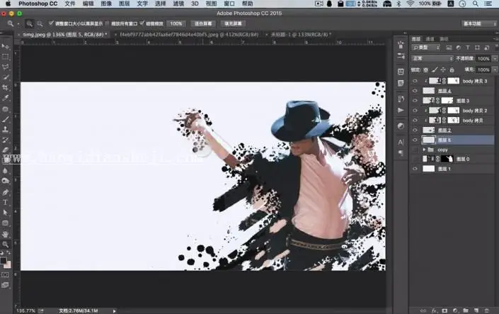 海报设计，用PS制作人物泼墨效果_www.haoyidiansheji.com