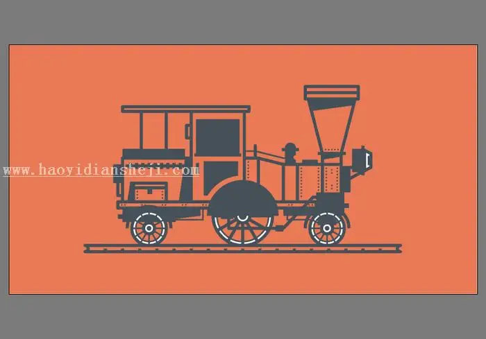 插图制作，用PS制作复古风格的火车插图_www.haoyidiansheji.com