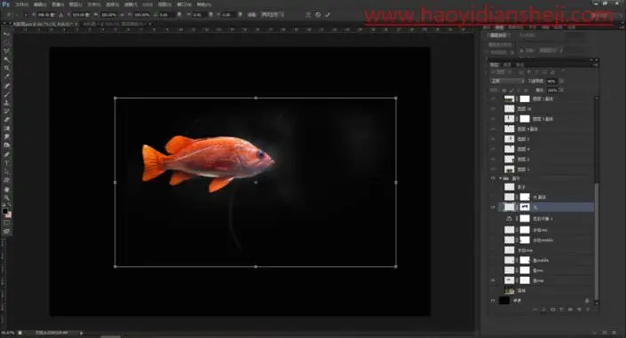 奇幻合成，制作一张超现实的森林里观鱼的场景_www.haoyidiansheji.com
