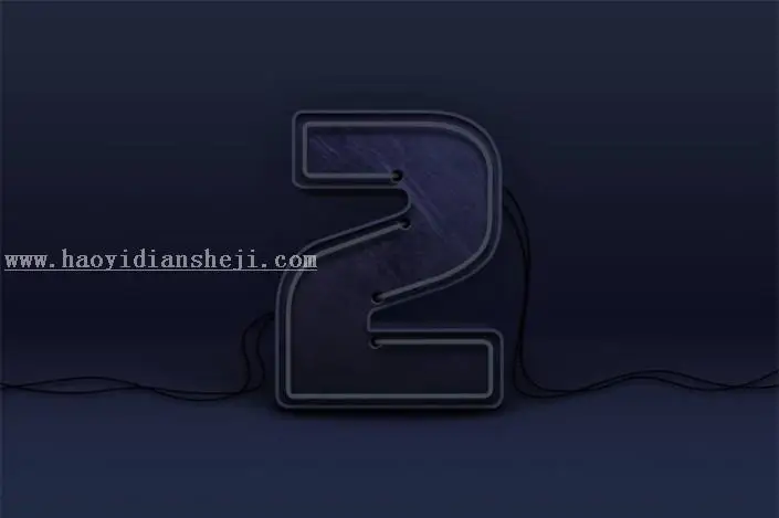3D字体，用PS制作大气的3D荧光灯字体_www.haoyidiansheji.com