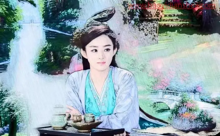 彩铅效果，把赵丽颖的剧照制作成彩铅效果照片_www.haoyidiansheji.com