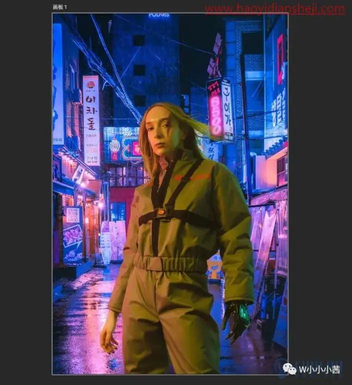 调色教程，制作发光的赛博朋克人物照片_www.haoyidiansheji.com