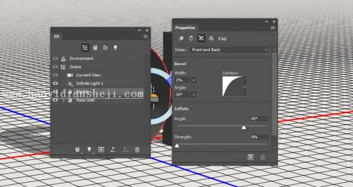 3D功能，通过PS中的3D功能设计大理石玫瑰材质的文字_www.haoyidiansheji.com