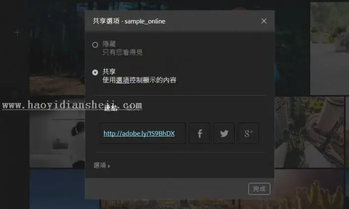 LR技巧，在LR集合照中生成网址分享_www.haoyidiansheji.com
