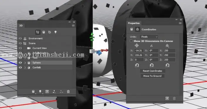 3D工具，通过PS中的3D功能创建膨胀3D文本效果_www.haoyidiansheji.com