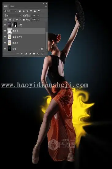 换背景，用PS给普通人物图片添加绚丽的背景效果_www.haoyidiansheji.com