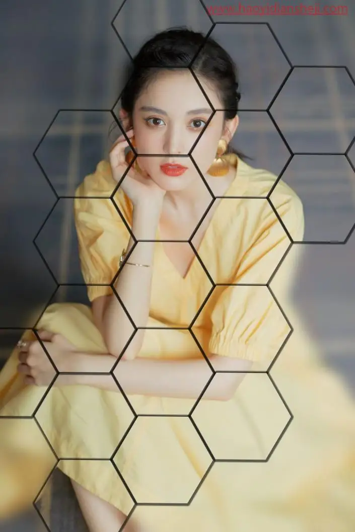 玻璃效果，用PS把女神娜扎的照片制作一种玻璃效果照片_www.haoyidiansheji.com