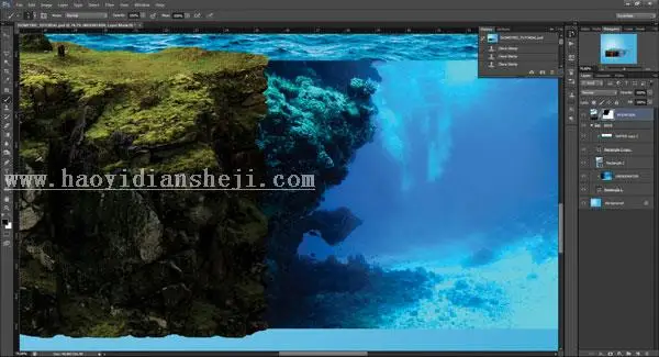场景合成，在ps中合成一个微缩水族馆_www.haoyidiansheji.com