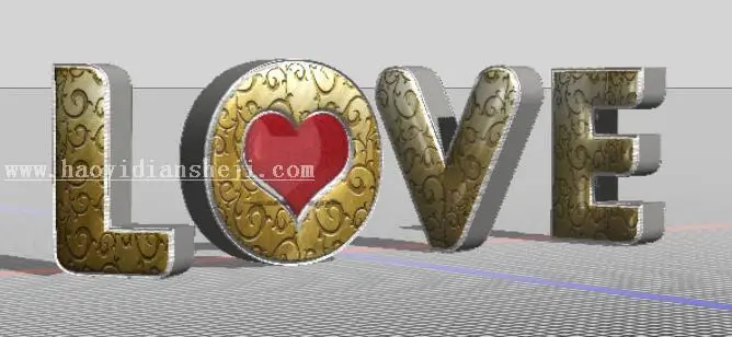 金属字，用PS创建象征爱情的金属文字_www.haoyidiansheji.com