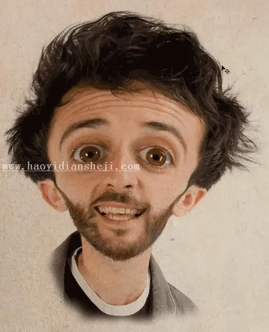 人像恶搞，用PS中的反向美化制作人物头像搞怪表情_www.haoyidiansheji.com