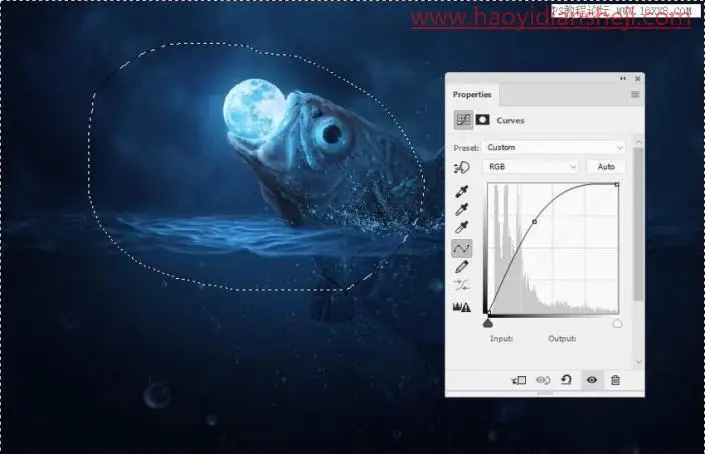 场景合成，在PS中合成一幅大鱼吞月的超现实场景_www.haoyidiansheji.com