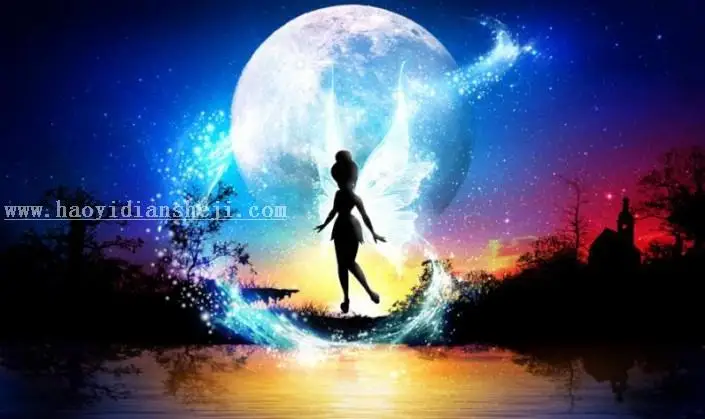 场景合成，用PS合成一个梦幻精灵壁纸图案_www.haoyidiansheji.com