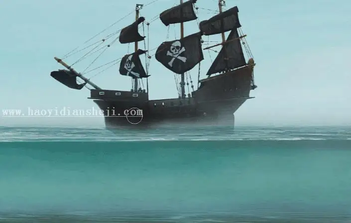 场景合成，用PS合成《加勒比海盗》电影中的海盗船_www.haoyidiansheji.com