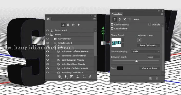 金属字，用PS制作3D效果的金属铆钉文字_www.haoyidiansheji.com
