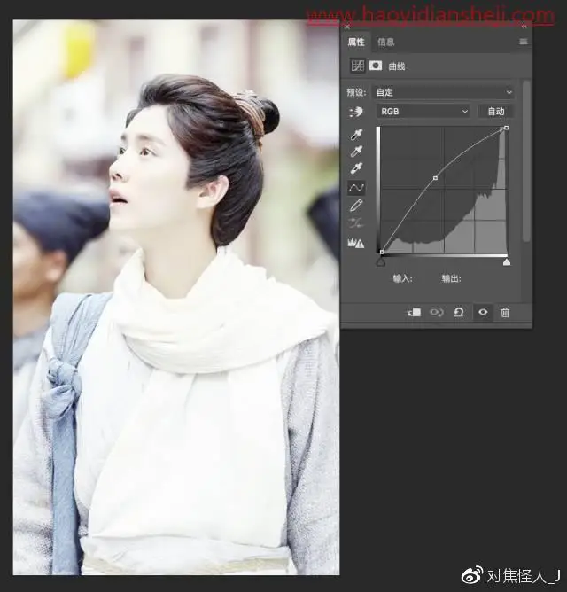 工笔画，通过PS把鹿晗的照片制作成工笔画效果_www.haoyidiansheji.com
