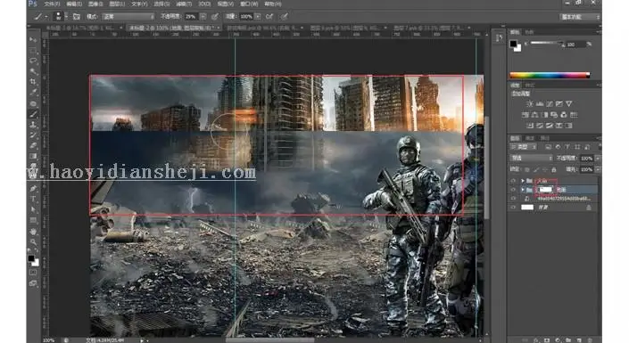 海报制作，用PS制作热血游戏战争海报_www.haoyidiansheji.com