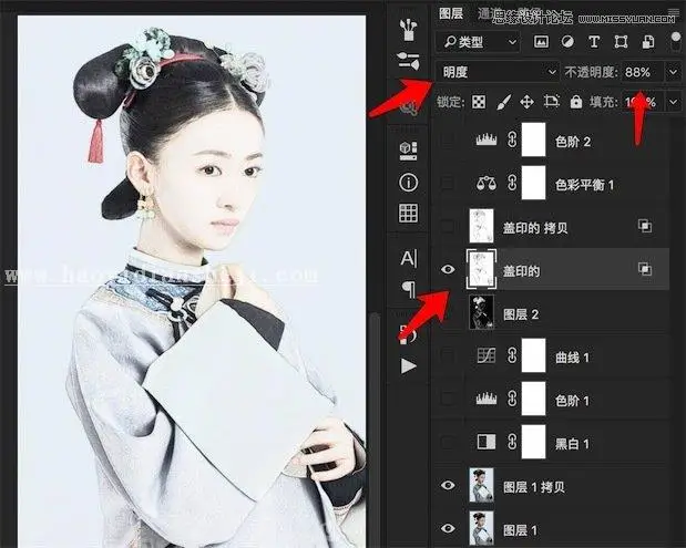 工笔画，把《延禧攻略》中的魏璎珞制作成唯美工笔画效果照片_www.haoyidiansheji.com
