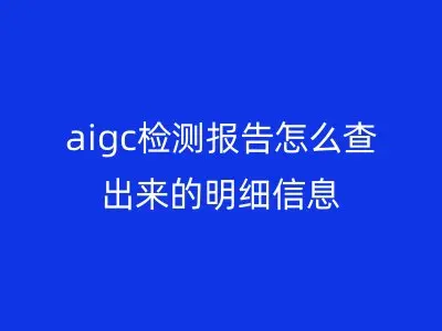 aigc检测报告怎么查出来的明细信息